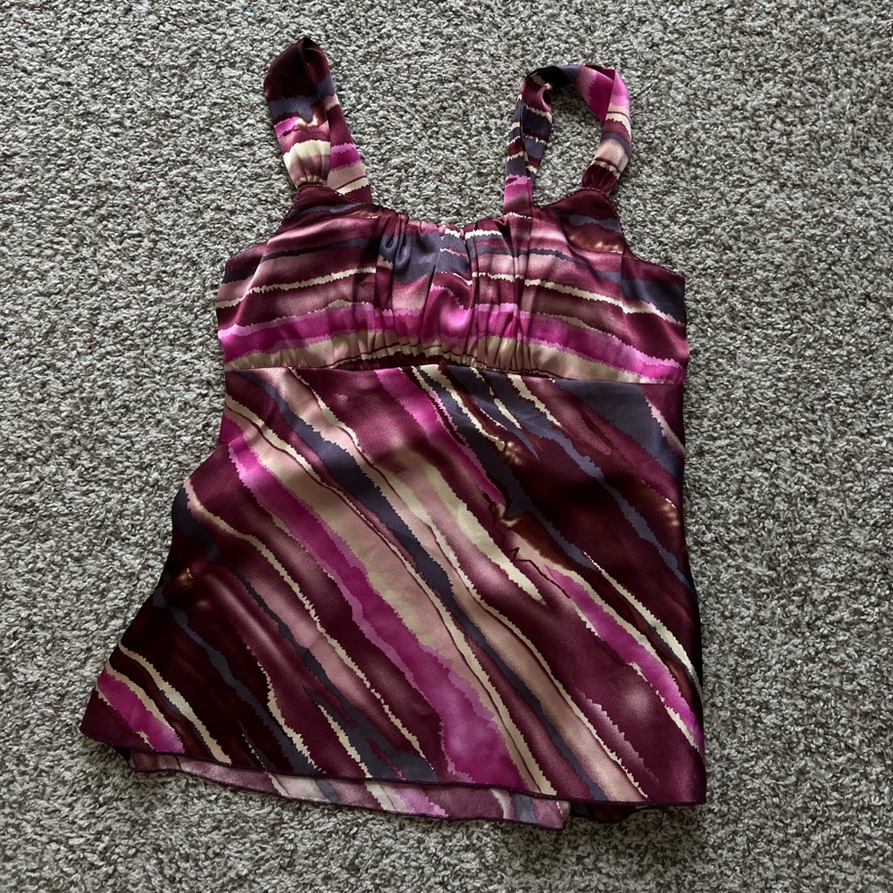 Y2K satin pink marbled tank top